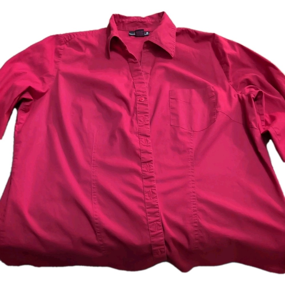Millennium Women Red Collared Shirt Size XL Button Up Long Sleeve Business Casua - Picture 2 of 3